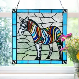 River Of Goods 818140029467 12-inch Rainbow Zebra Stained Blue/orange/yellow/c