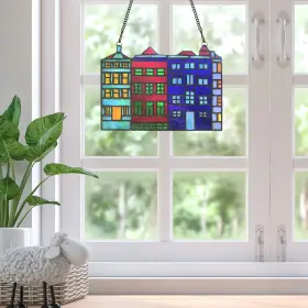 River Of Goods 818140029573 6-inch Row House Skyline Red/blue/green/yellow 9 Inch