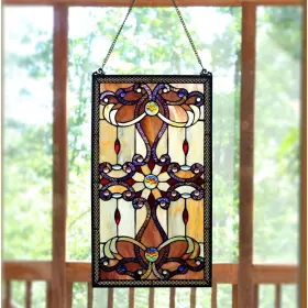 River Of Goods 845202032707 Brandis Amber Stained Glass 26-inch Window Multi-color M