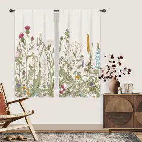 Riyidecor 741376397102 Rustic Flower Curtains Green Leaf Rod Pocket Vintage Flor... Fast Ship