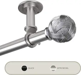 100-22-995cl Rod Desyne Twine 1 Inch Ceiling Curtain Rod/room 120-170 Satin Nickel