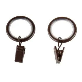 Rod Desyne 194367119380 7/8 Inch Noise-canceling Curtain Rings With Clips Set Of 10 Cocoa