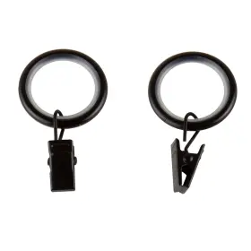 Rod Desyne 194367119397 7/8 Inch Noise-canceling Curtain Rings With Clips Set Of 10 Black