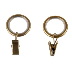 Rod Desyne 194367119403 7/8 Inch Noise-canceling Curtain Rings With Clips Set Of 10 Antique Brass
