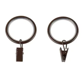 Rod Desyne 194367119434 1-1/4 Inch Noise-canceling Curtain Rings With Clips Set Of 10 Cocoa