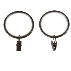 Rod Desyne 194367119489 1-7/8 Inch Noise-canceling Curtain Rings With Clip Set Of 10 - Cocoa