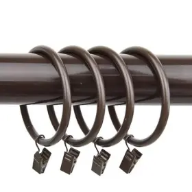 Rod Desyne 194367331003 2-1/2 Inch Curtain Rings With Clips And Hooks Set Of 10 - Cocoa