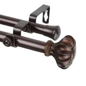 4703-487 Rod Desyne Flair Double Window Curtain Set 48 To 84-inch Cocoa