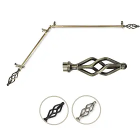 4841-284-corner Rod Desyne Marquise Single Curtain Set 28-48 Inch Antique Brass