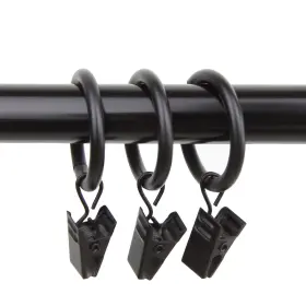 Rod Desyne 815492011744 10 Count 1inch Curtain Rings With Clip For Windows Black