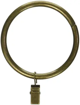 Rod Desyne 815492016718 2-1/2 Inch Curtain Rings With Clip Antique Brass