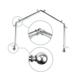 Am-4bay-83-5 Rod Desyne 13/16 Inch Jodi 4-sided Bay Window Curtain - Satin Nickel