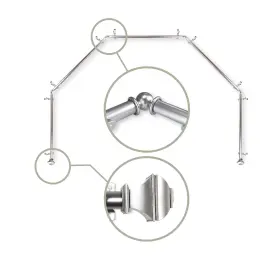 Am-5bay-82-5 Rod Desyne 13/16 Inch Moyat 5-sided Bay Window Curtain - Satin Nickel