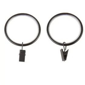 Dr38-12 Rod Desyne 1-7/8 Inch Noise-canceling Curtain Rings With Clip Set Of 10 - Black