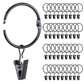 Roonoo 673869665699 36 Pack Openable Metal Curtain Rings With Clips Fits Up To 1 Inch Rod Heavy