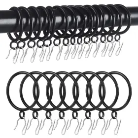 Kc05bl-m Roonoo 44 Pack Curtain Rings With Eyelets 1.4 Inch I D Heavy Duty Rustproof Metal