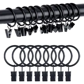 Rkc02bl32 Roonoo 42 Pack Curtain Rings With Clips 1.26 Inch Interior Diameter Fits Up To 1