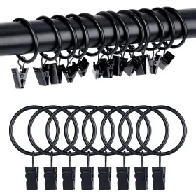 Rkc02bl38 Roonoo 42 Pack Curtain Rings With Clips 1.5 Inch Interior Diameter Fits Up To 1.25 Rod