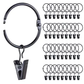 Rkc03a Roonoo 36 Pack Openable Metal Curtain Rings With Clips 1.75 Inch Interior Diameter