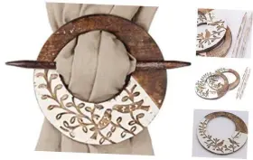 Rii-cutx-tbc172975 Roorkee Instruments India Rii-cutx-tbc172975- Rii Curtain Tiebacks Vintage White Distressed Wooden Bird