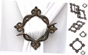 Riicom105 Roorkee Instruments India Rii Beautiful Curtain Tiebacks Antique Wooden Brown Rectangular Design