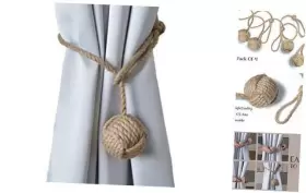 Riikt104b Roorkee Instruments India Rii Beautiful Curtain Tiebacks Natural Soft Jute Rope Pullback Brown