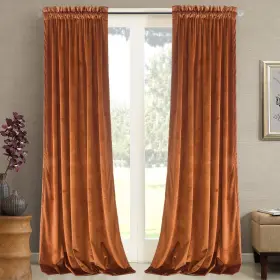 Roslynwood 430030937269 Home Velvet Bright Orange Curtain 84 Inch - Heavy Duty Curtains En