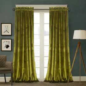 Roslynwood 430030937504 Olive Green Velvet Curtain 84 Inch Length - Curtains Block Light T