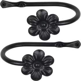 Rtzen 691167495060 Small Curtain Holders For Wall - Farmhouse Hooks Drapes