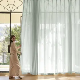 Smcs06yh10092 Rutterllow Pinch Pleat Curtains With Hooks - Light Grey Linen 92 Inch Length