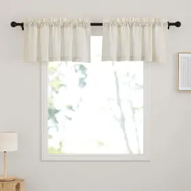 Crp38sd Ryb Home Cream Linen-like Valance Curtains - Short Boho Farmhouse Curtain Tie