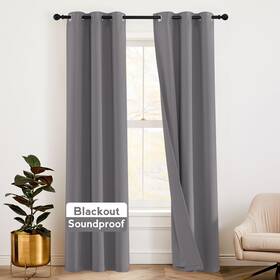 Ryb Home Rhgmblk2lsa2-4284c01 Soundproof Curtains 84 Inches - 3 Layers Blackout Noise Red
