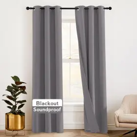 Rhgmblk2lsa2-4284c01 Ryb Home Soundproof Curtains 84 Inches - 3 Layers Blackout Noise Red