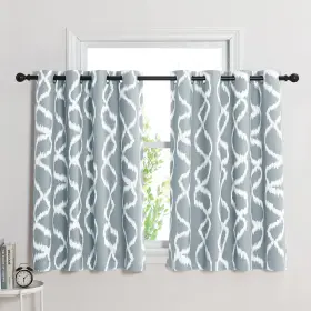 Rybuscgm1pt2-5245g180102-vc Ryb Home Kids Curtains Blackout White Line Wave Pattern Drapes Aest
