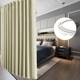 Ryb Home Rybuscsbr1sd1 Blackout Extra Wide Room Divider Curtains With Flexible Silent Track