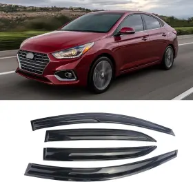 S Sonlee 604162396331 Black Outside Mount Window Deflectors For 2018-2023 Hyundai Accent Durable Ra