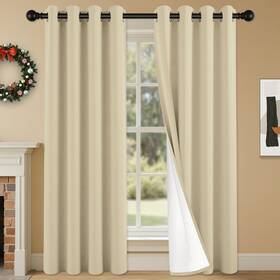 Sabalanica Bk 4x54x84 Beige 4 Panels 100% Blackout Curtains Lightweight Thermal Insulated Grommet Drapes