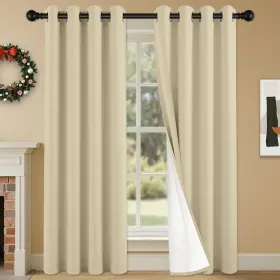 Sabalanica Bk 4x54x84 Beige 4 Panels 100% Blackout Curtains Lightweight Thermal Insulated Grommet Drapes
