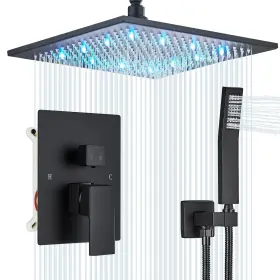 B09tgzywfx Saetow 12 Inches Ceiling Mount Shower Faucets Sets Complete System Led Rainfa