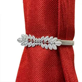 Sally Textile Inc 806718107433 Double Palm Leaf Decorative One Piece Window Curtain Tieback Silver