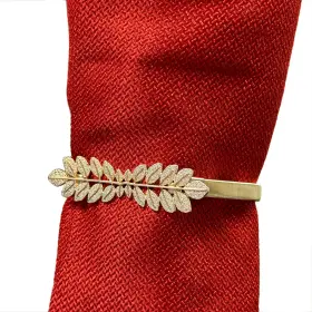 Sally Textile Inc 806718107440 Double Palm Leaf Decorative One Piece Window Curtain Tieback Gold