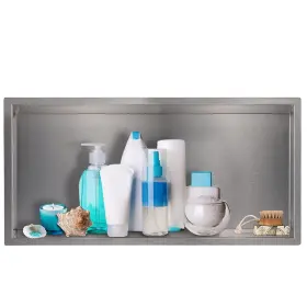 Sanbege 616430909877 24 Inch 12 Shower Niche Brushed Stainless Steel Recessed Caddy Bathro