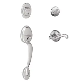 B004vfqhw0 Schlage Plymouth Single Cylinder Handleset And Left Hand Flair Lever Bright