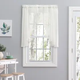 Sea Glass 842249000218 Semi-sheer Rod Pocket Kitchen Curtains - Tier Natural 62 Inch W X 54 L Swa