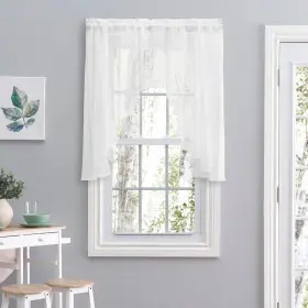 Sea Glass 842249000249 Semi-sheer Rod Pocket Kitchen Curtains - Tier White 62 Inch W X 63 L Swag