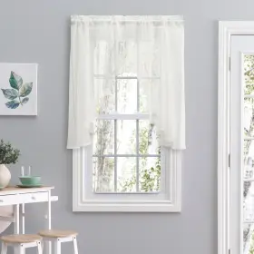Sea Glass 842249000294 Semi-sheer Rod Pocket Kitchen Curtains - Tier Natural 62 Inch W X 72 L Swa