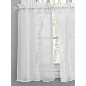 Sea Glass 842249013652 Semi-sheer Rod Pocket Kitchen Curtains - Tier White 55 Inch W X 36 L