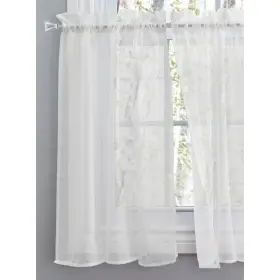 Sea Glass 842249013799 Semi-sheer Rod Pocket Kitchen Curtains - Tier White 55 Inch W X 30 L