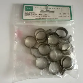 98919 Sears 14 Vintage 7/8 Inch Brass Plated For 3/4 1/2 Cafe Clips Rods Rings