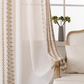Seekright 616361211285 Cream Boho Curtains 95 Inches Long 2 Panels For Living Room Bedroom Grommet N
